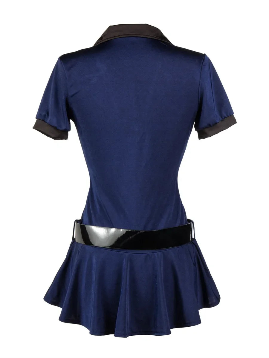 Women Sexy Police Costume Cop Outfit Black Blue Cosplay