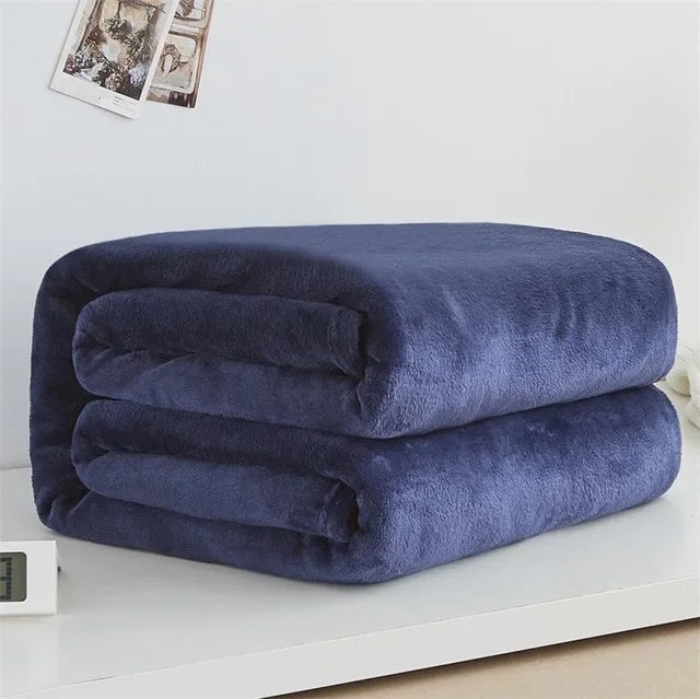 Flannel Blankets For Comfort Solid Color Soft Warm Mink Throw Blanket