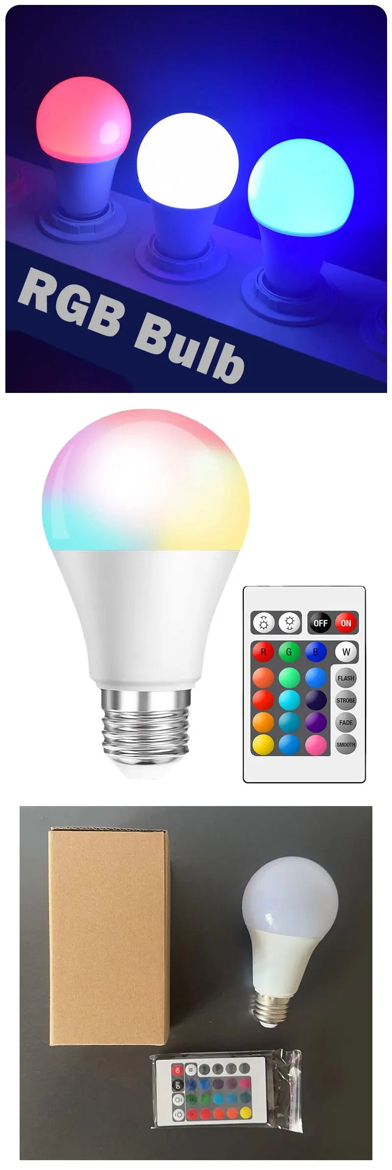 16 Colors RGB Bulb LED Multicolor Bulb With Remote Control