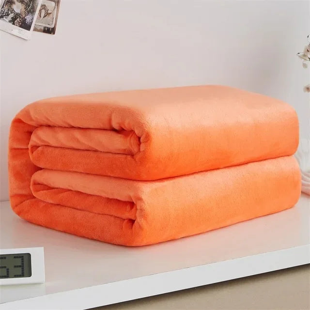 Flannel Blankets For Comfort Solid Color Soft Warm Mink Throw Blanket