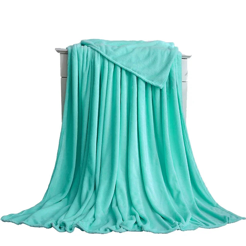 Flannel Blankets For Comfort Solid Color Soft Warm Mink Throw Blanket