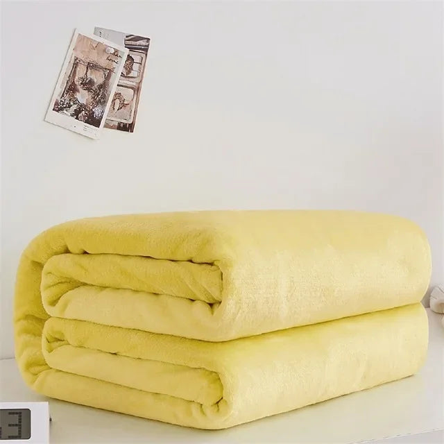 Flannel Blankets For Comfort Solid Color Soft Warm Mink Throw Blanket