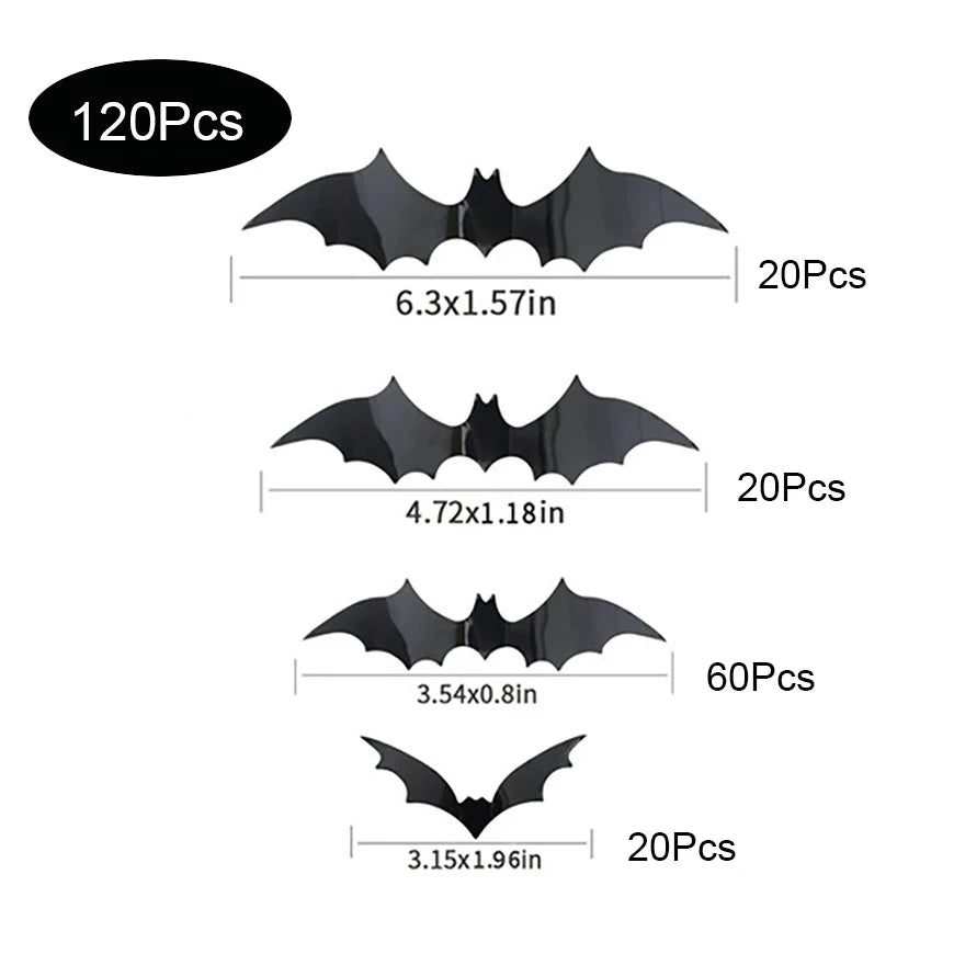 Halloween Bat Wall Decor – Black PVC Stickers for Spooky Porch & Indoor Decoration