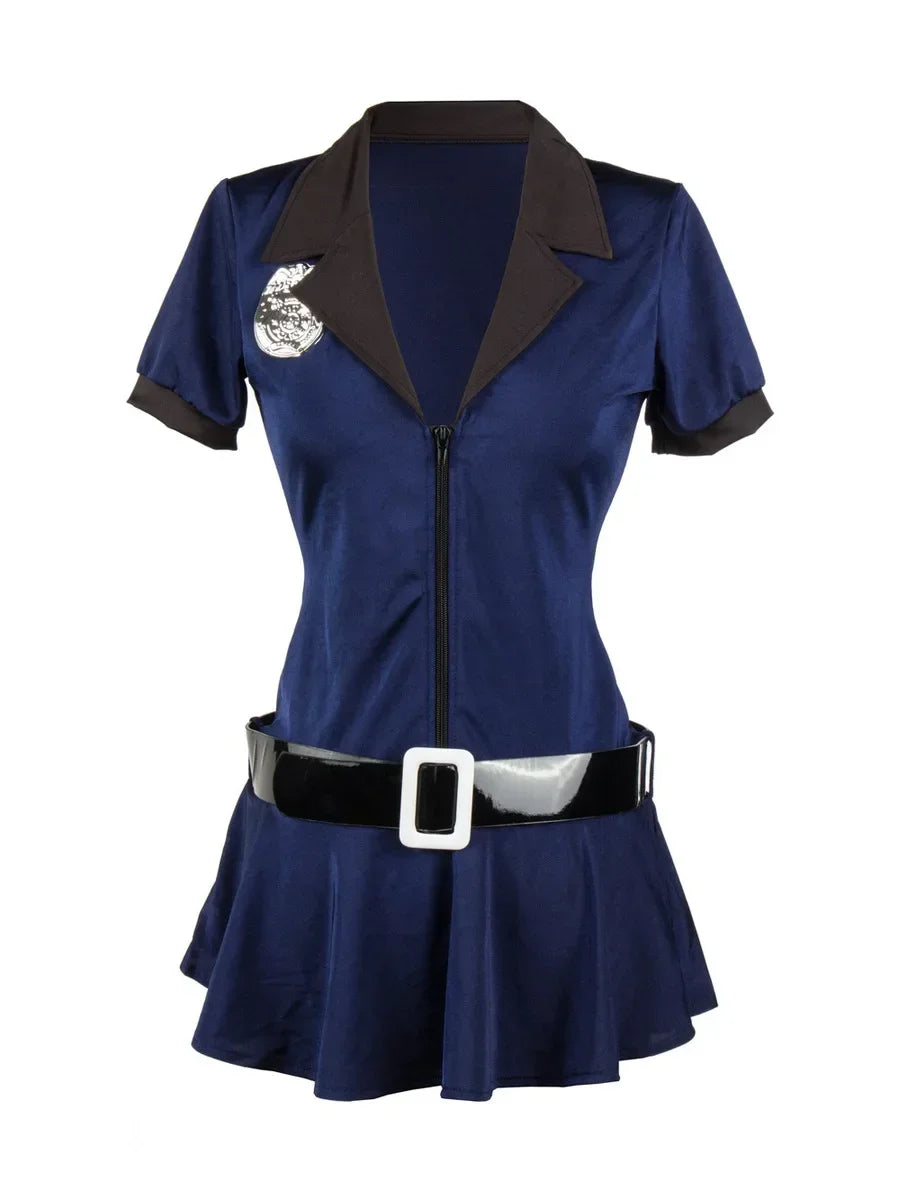 Women Sexy Police Costume Cop Outfit Black Blue Cosplay