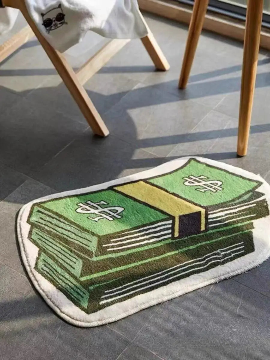 Absorbent Non-slip Decorative Bedside Clam Money Rug