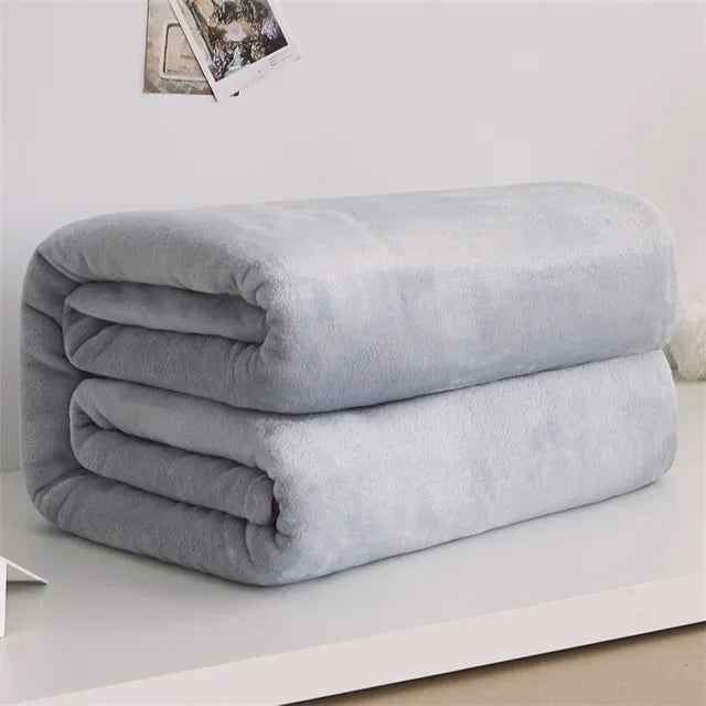 Flannel Blankets For Comfort Solid Color Soft Warm Mink Throw Blanket