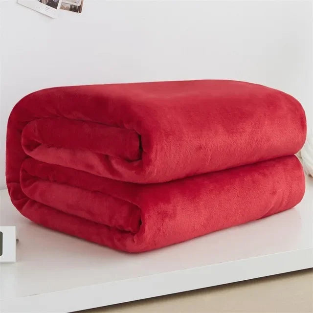 Flannel Blankets For Comfort Solid Color Soft Warm Mink Throw Blanket