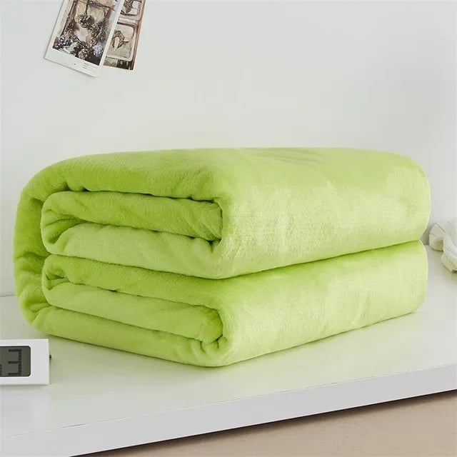 Flannel Blankets For Comfort Solid Color Soft Warm Mink Throw Blanket