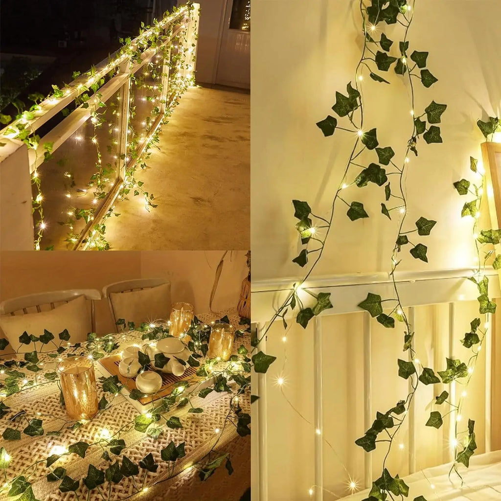 2M Green Ivy Leaf String Lights – Artificial Vine Fairy Lights for Room & Party Decor
