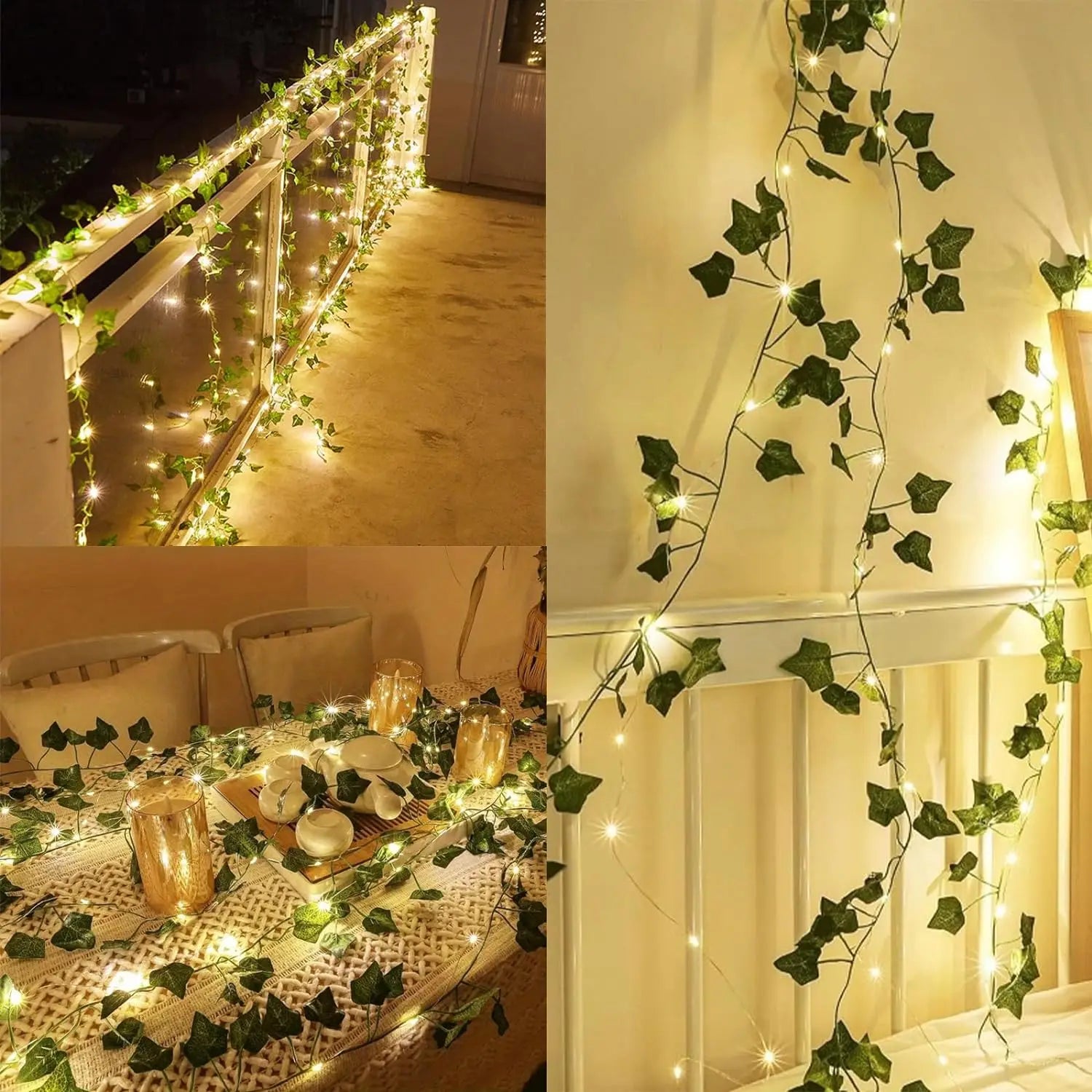 2M Green Ivy Leaf String Lights – Artificial Vine Fairy Lights for Room & Party Decor