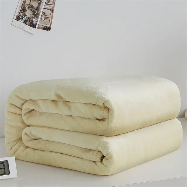 Flannel Blankets For Comfort Solid Color Soft Warm Mink Throw Blanket