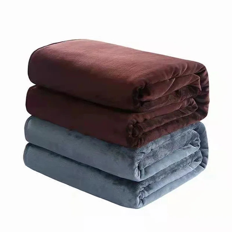 Flannel Blankets For Comfort Solid Color Soft Warm Mink Throw Blanket