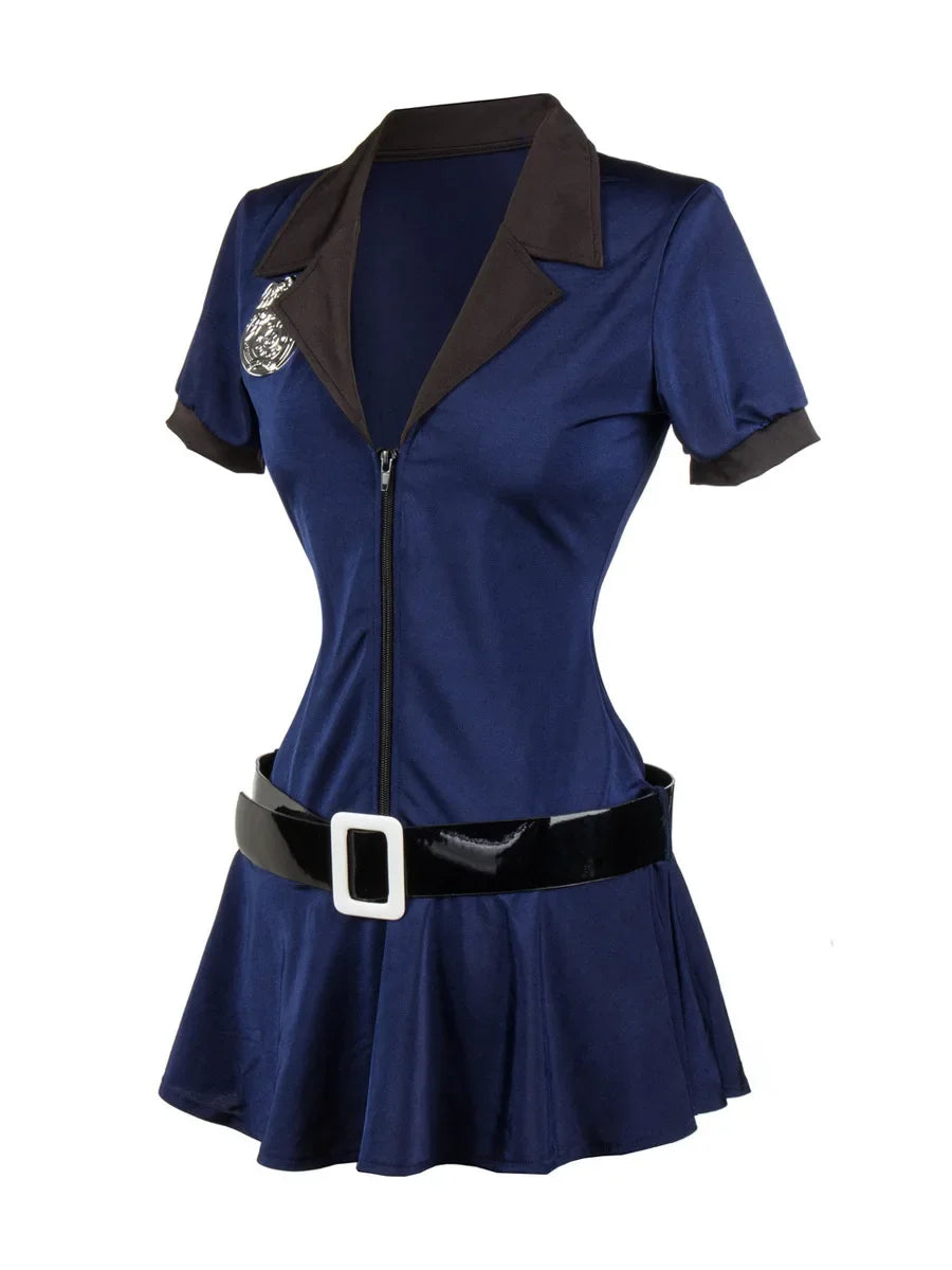 Women Sexy Police Costume Cop Outfit Black Blue Cosplay