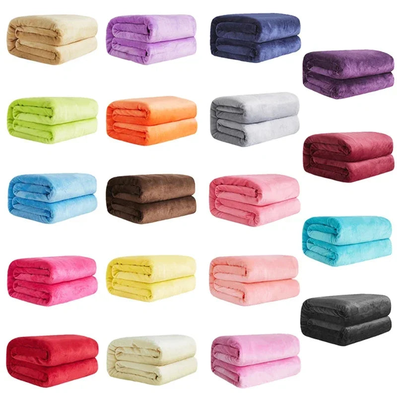Flannel Blankets For Comfort Solid Color Soft Warm Mink Throw Blanket