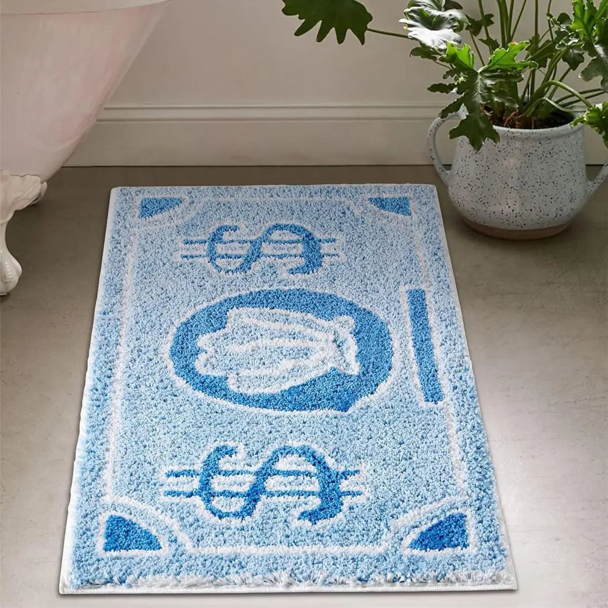 Absorbent Non-slip Decorative Bedside Clam Money Rug
