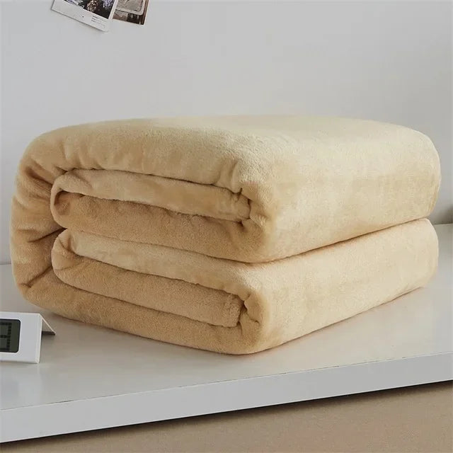 Flannel Blankets For Comfort Solid Color Soft Warm Mink Throw Blanket